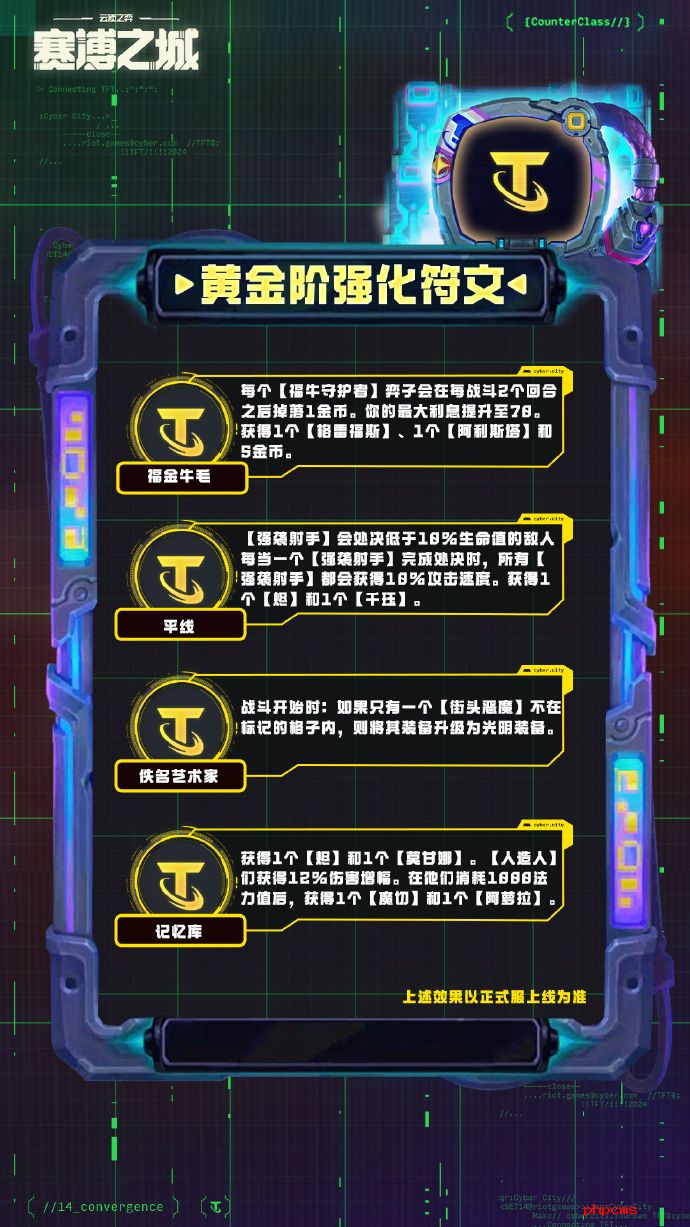 云顶之弈S14黄金阶强化符文介绍 云顶之弈S14黄金阶强化符文一览