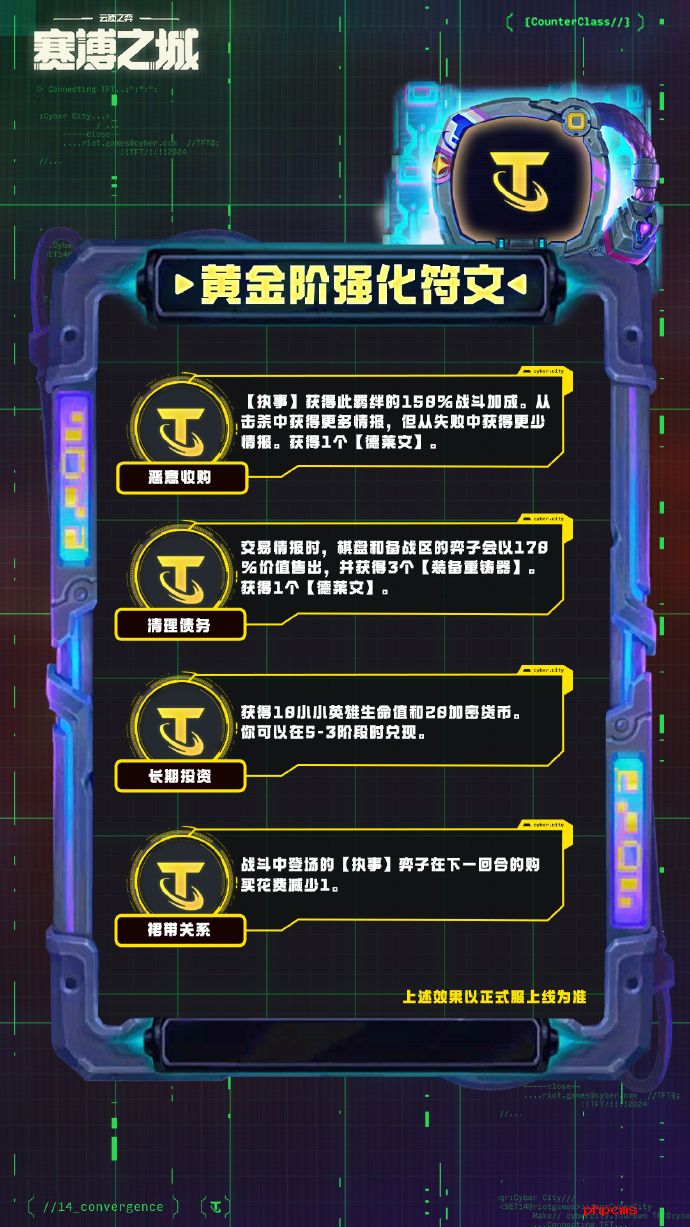 云顶之弈S14黄金阶强化符文介绍 云顶之弈S14黄金阶强化符文一览